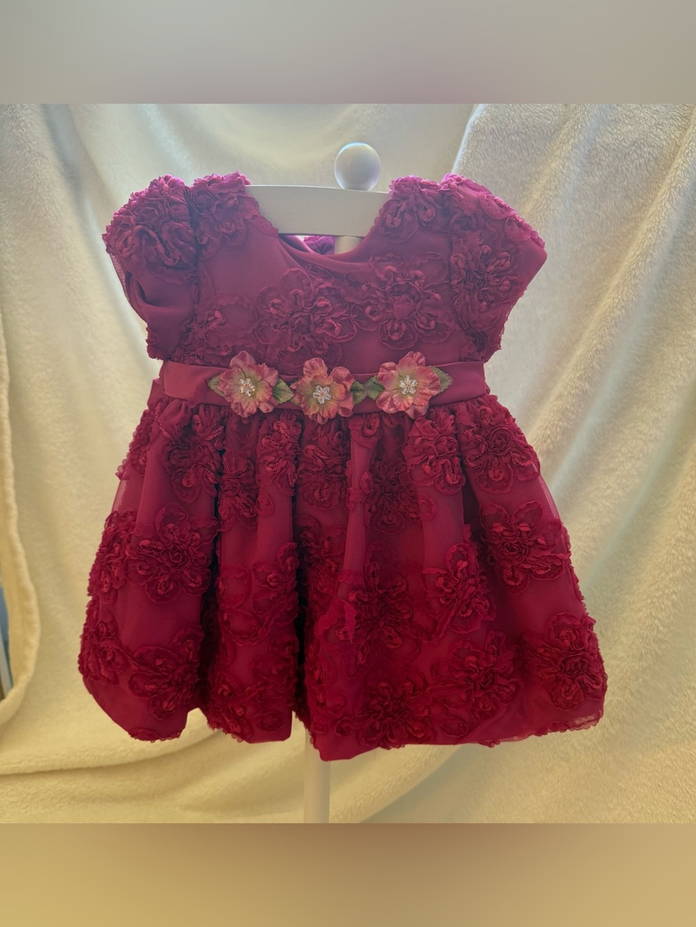 Pippa & Julie Burgundy Floral Applique Party Dress